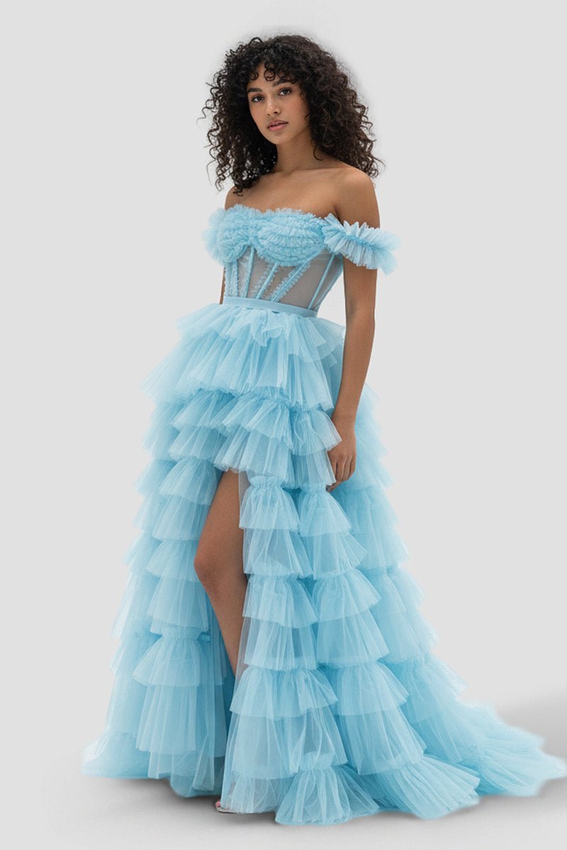 Off-Shoulder Chiffon Prom Dress